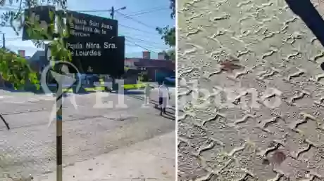 La esquina donde se produjo el crimen y las manchas de sangre que quedaron en el lugar.