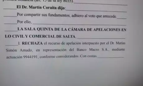  La parte resolutiva de la medida judicial.