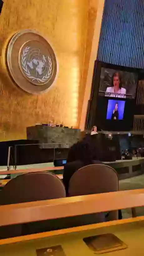 La canciller Diana Mondino en la ONU. Fotografía Agencias Noticias Argentinas / X.