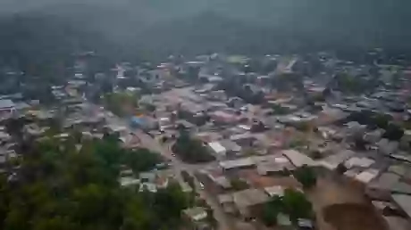 Una vista aérea del municipio de Aguas Blancas en la frontera con Bolivia.