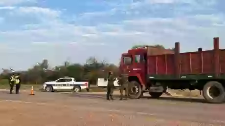 El puesto de control establecido en la ruta 54, con la casilla facilitada a través de Prograno para la Policía Rural.