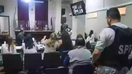 La sala del TOF 1 en la capital salteña, donde mañana se reanudará la audiencia de la causa Monges.